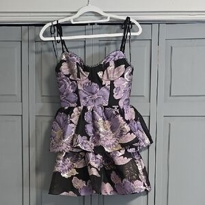 Katie May Floral Peplum Dress with Spaghetti Straps